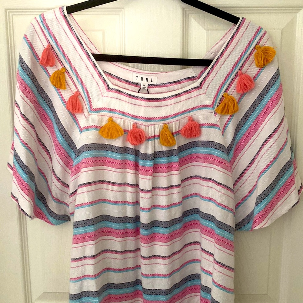THML Multi color striped Tassle top